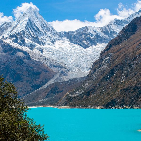 Blue water of Laguna Paron in Cordillera Blanca of Peru