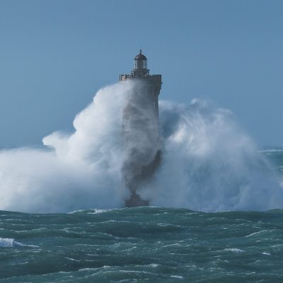 A giant wave hitting Four lighthouse - Phare du Four